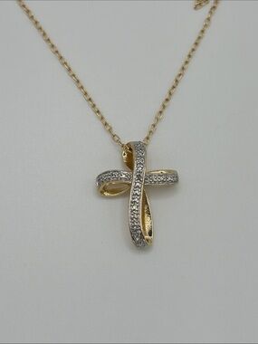 Costume jewelry Gold and Silver Crystal Cross Pendant Necklace